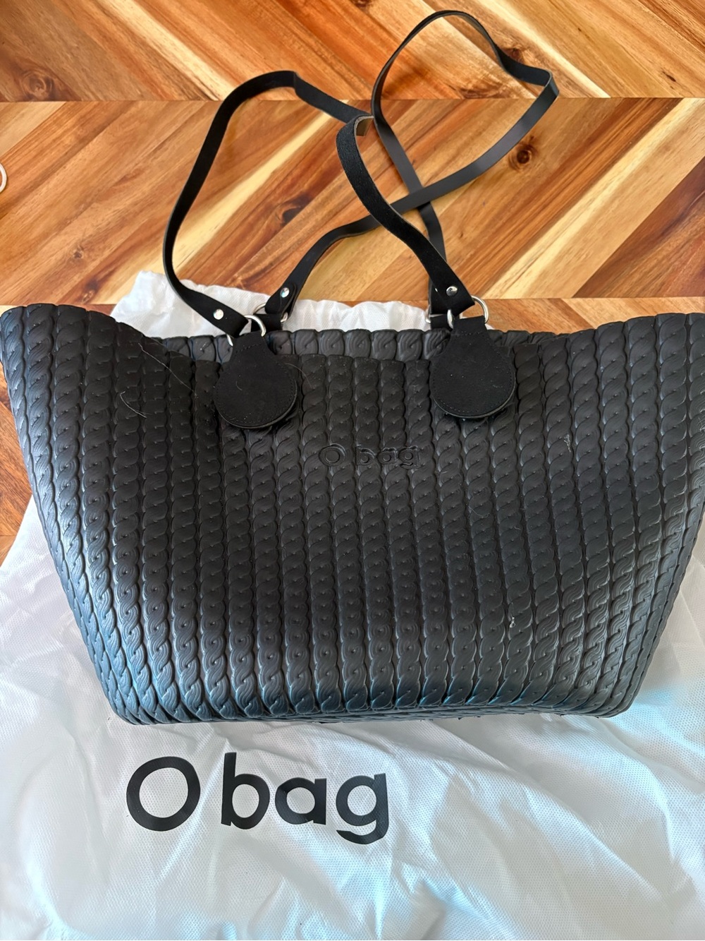 Black O bag Quilted Tote Bag
